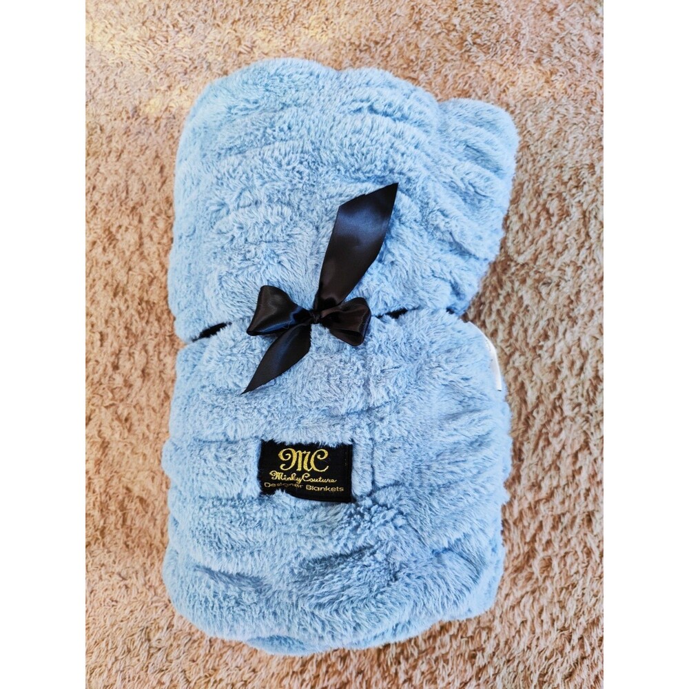 Minky Couture Hugs Collection Adult Size 50x60" Blanket - Alaskan Blue - Cleaned